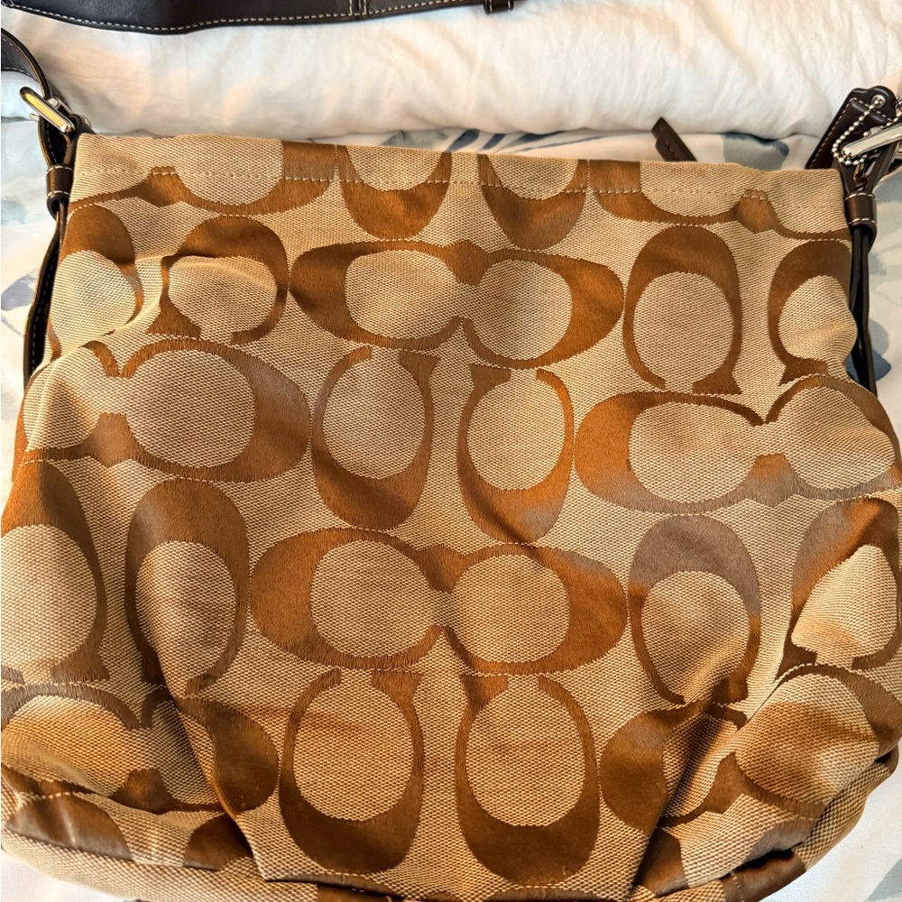 Coach Tan and Brown Hobo Bag